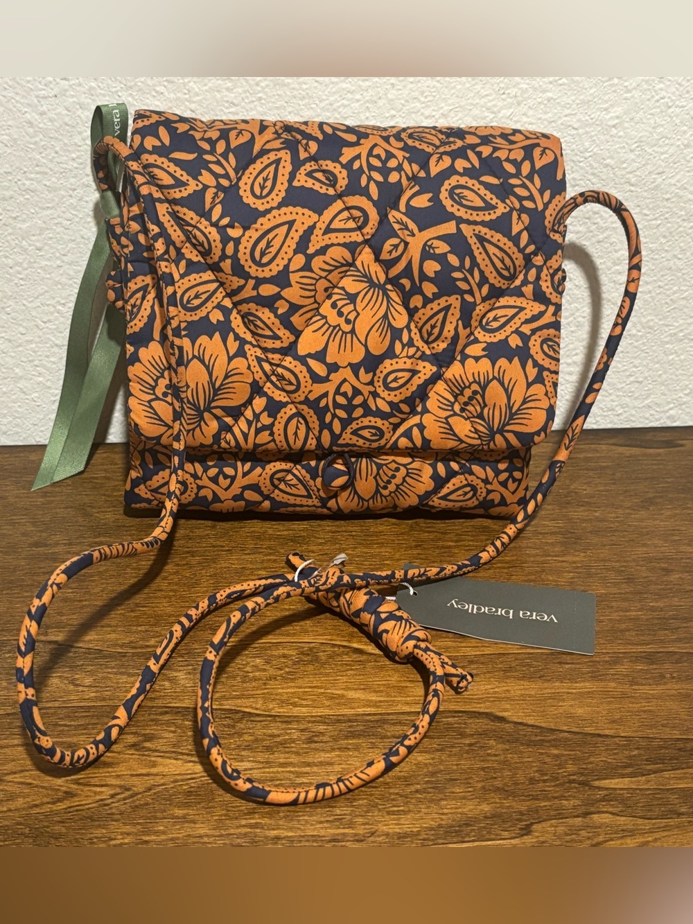 Vera Bradley Navy and Orange Floral Quilted Crossbody
